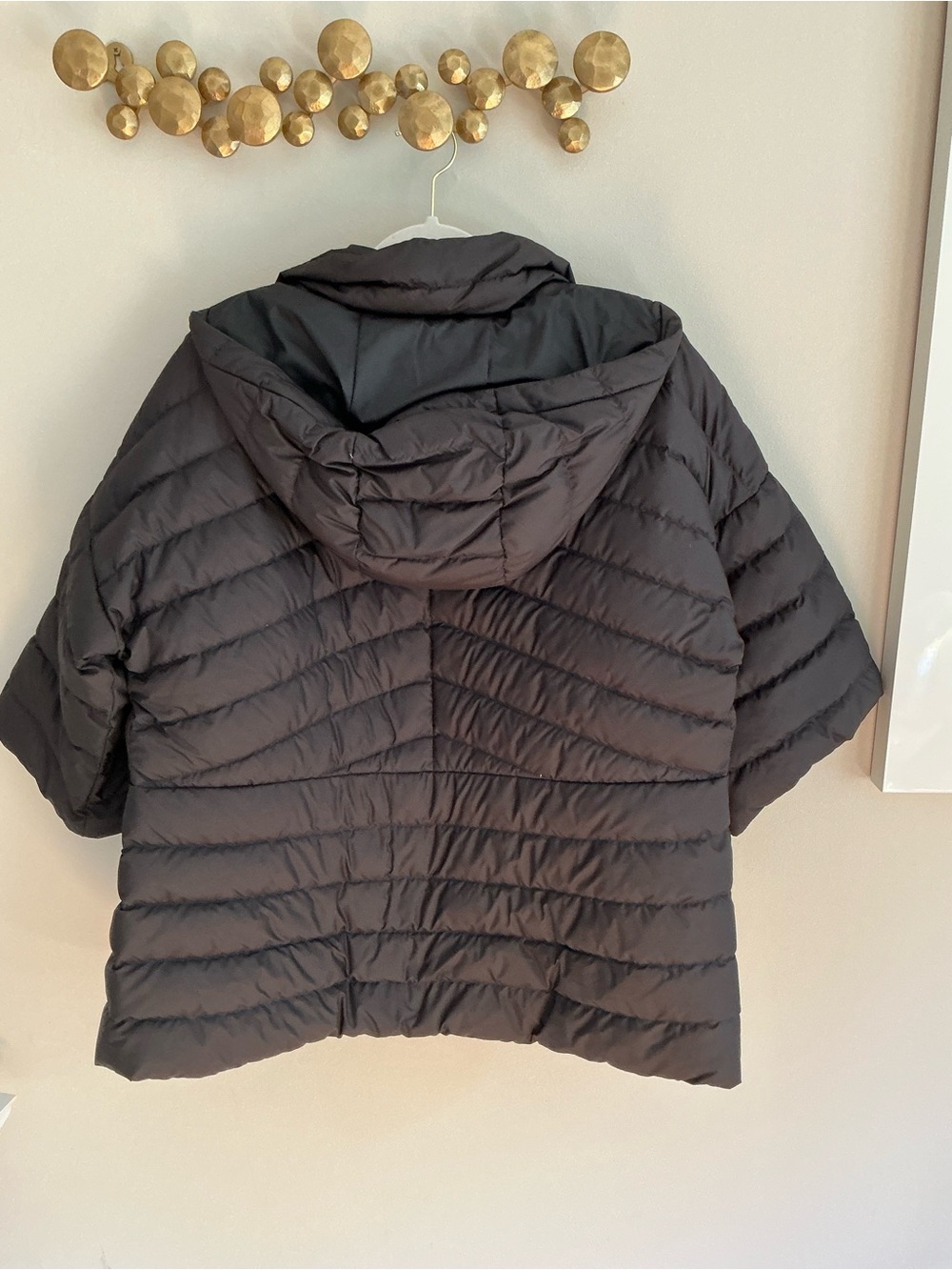 Marmot Women's Black Hooded Down Half Sleeve Packable Puffer Jacket Medium EU